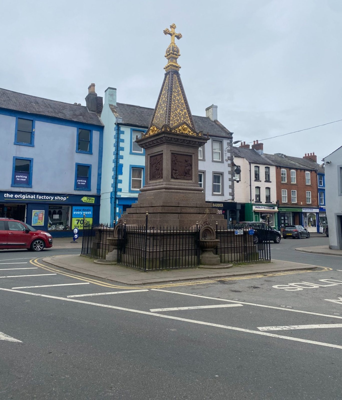 Wigton in Cumbria monument on high Street