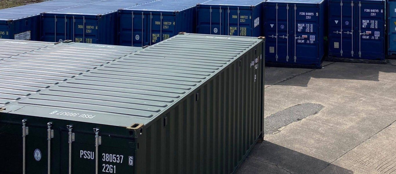 overhead view of shipping containers