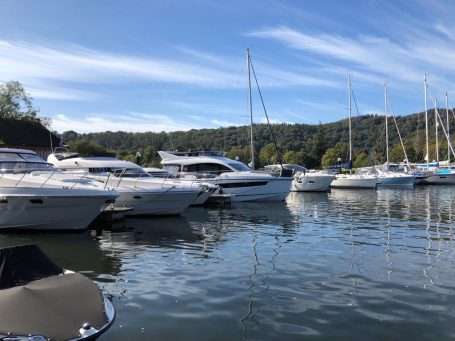 boats on Cumbrian Lake in Lake District