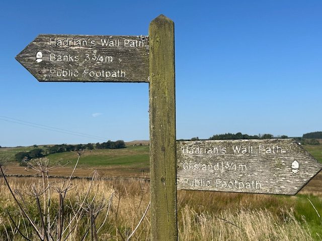 Hadrian's Wall Path Road Sign at Banks, Cumbria