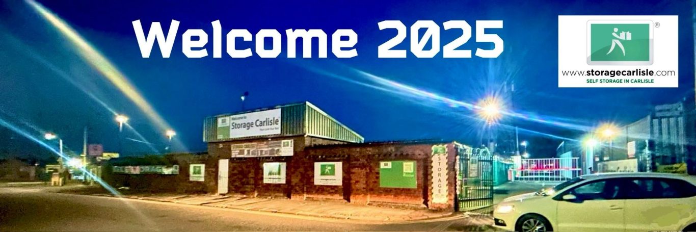 Welcome 2025 signage near  entrance to storage facility a building