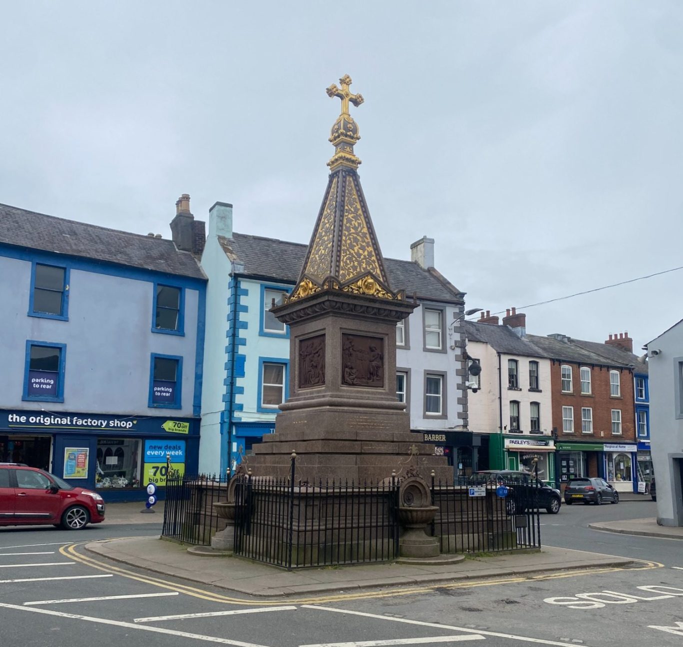 Wigton in Cumbria monument on high Street