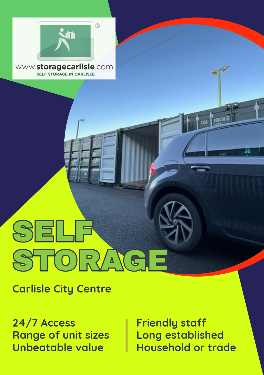 a self storage facility showing a car next to storage units