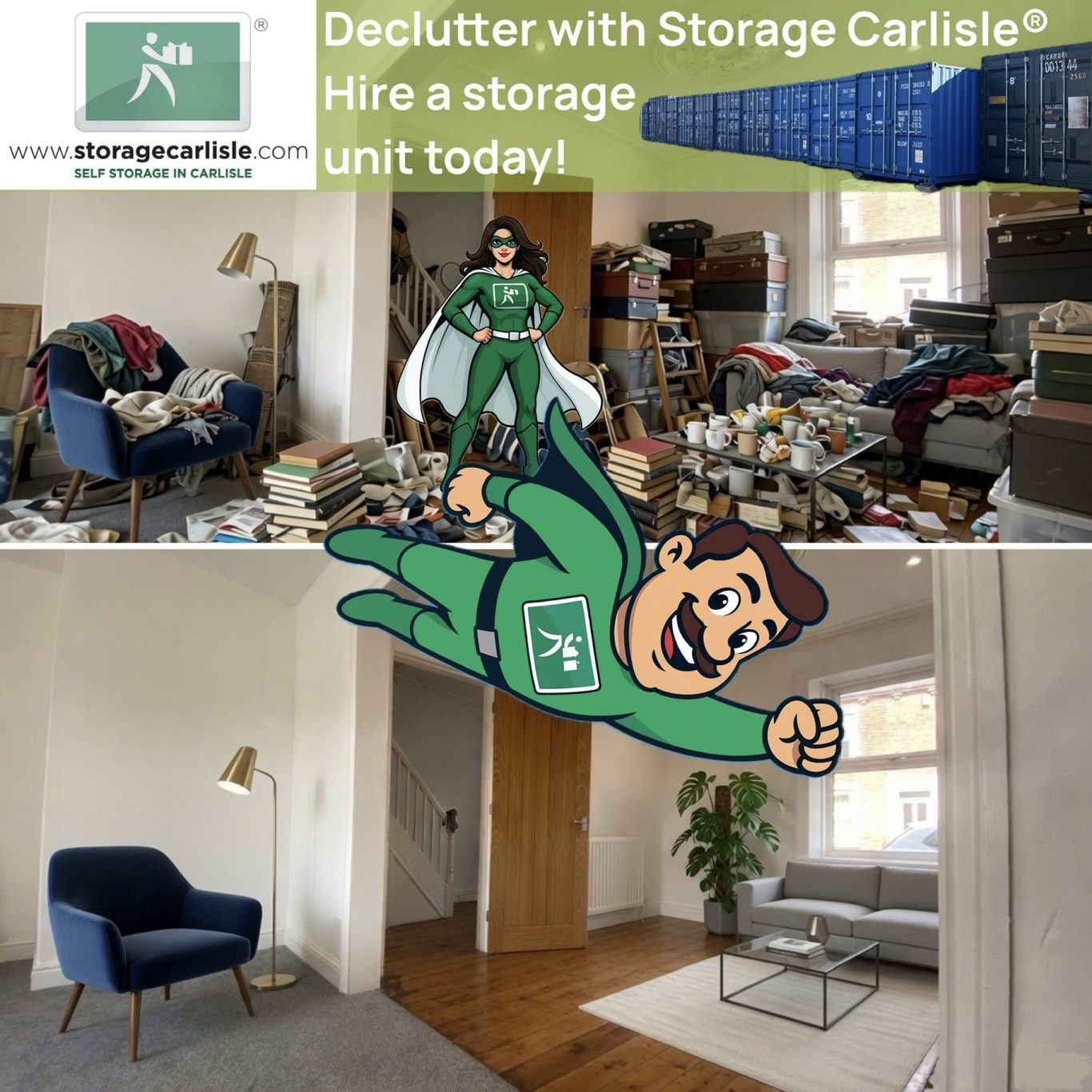 visualisation of a tidy home after a declutter has taken place.