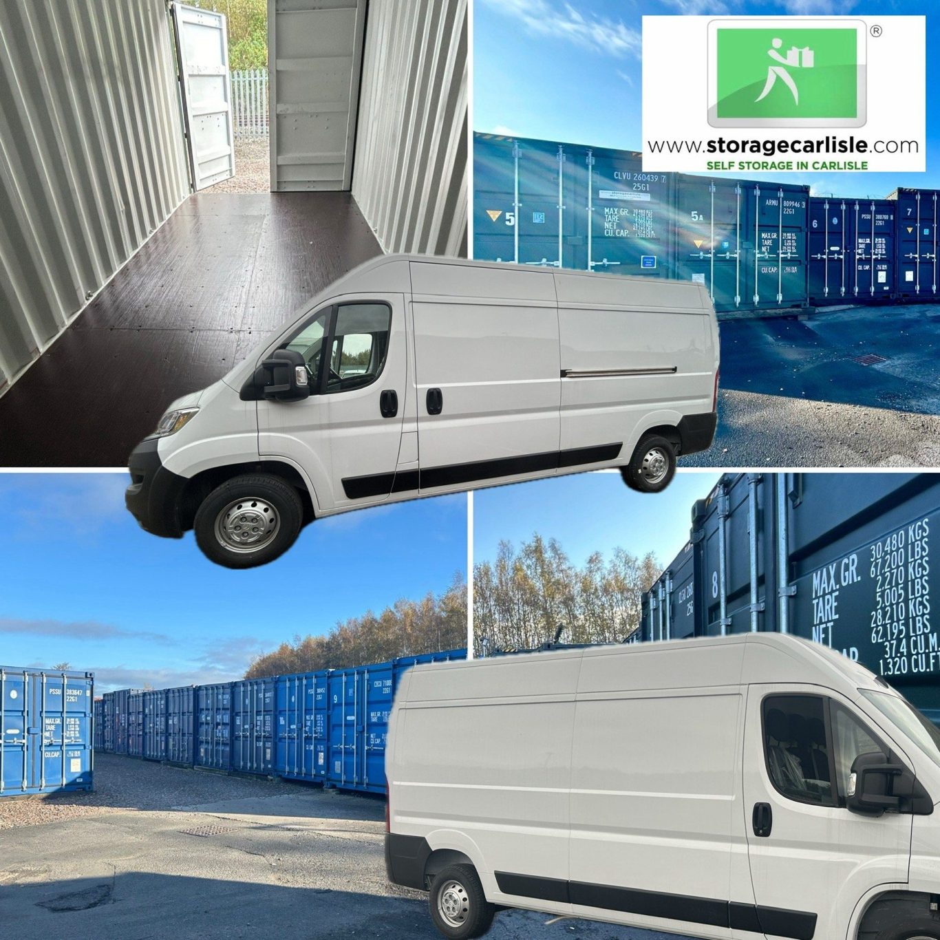 vans delivering items into self storage units